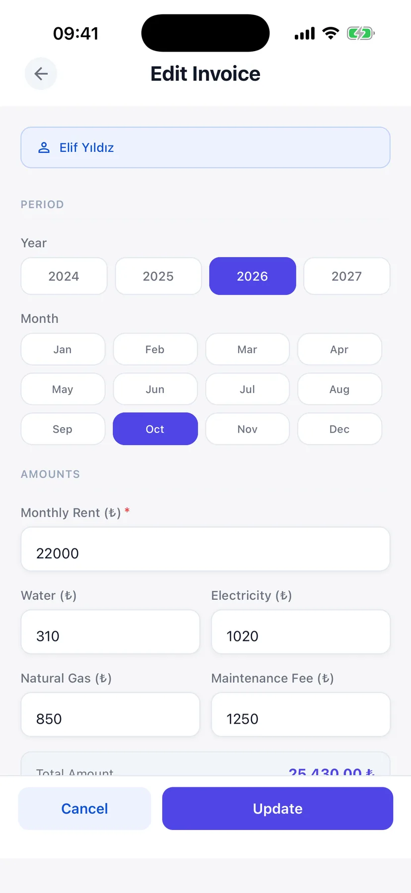 Monthly bills per flat