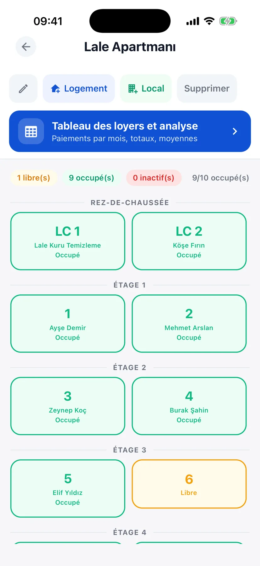 Un immeuble avec ses logements par étage
